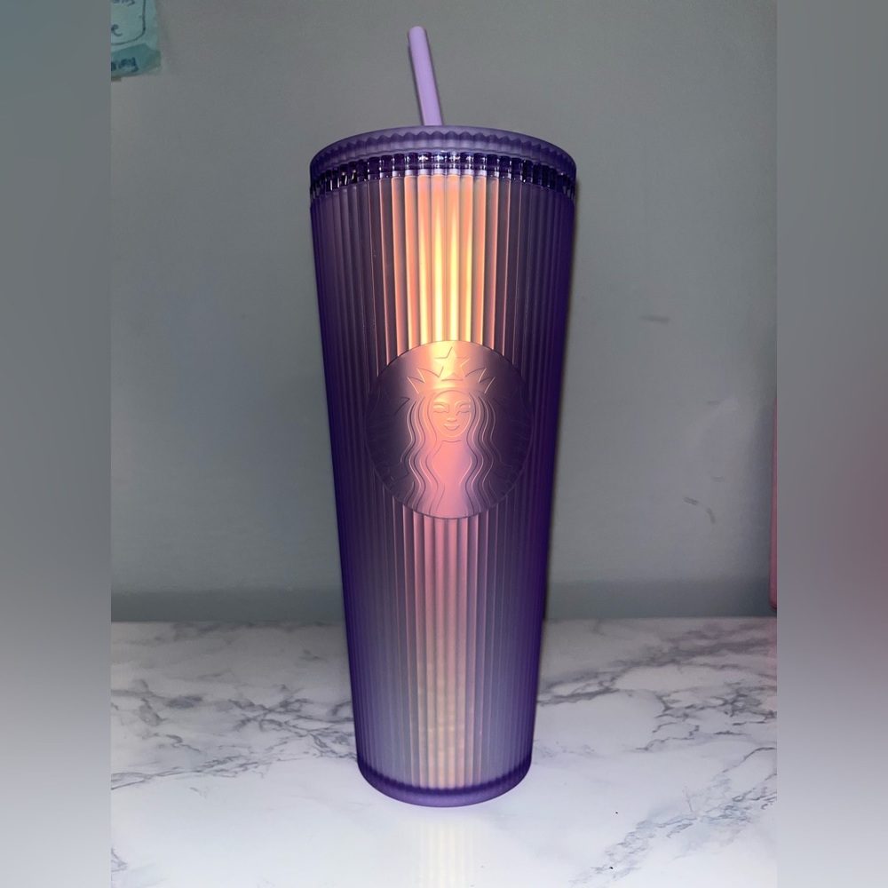 Starbucks Fall 2023 Lilac Aurora Iridescent Pleated Tumbler